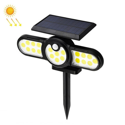 140 COB TG-TY080 3-Heads Rotatable Solar Wall Light Outdoor Waterproof Human Body Induction Garden Lawn Lamp-garmade.com