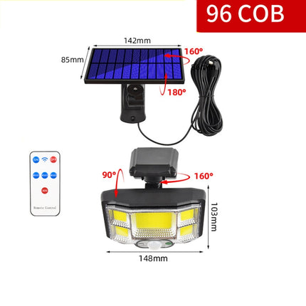 TG-TY085 Solar Outdoor Human Body Induction Wall Light Household Garden Waterproof Street Light wIth Remote Control, Spec: 96 COB Separated-garmade.com