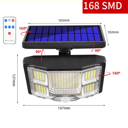 TG-TY085 Solar Outdoor Human Body Induction Wall Light Household Garden Waterproof Street Light wIth Remote Control, Spec: 168 LED Integrated-garmade.com