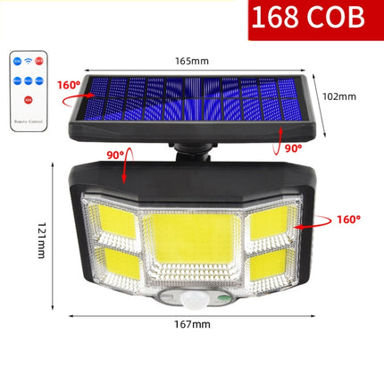 TG-TY085 Solar Outdoor Human Body Induction Wall Light Household Garden Waterproof Street Light wIth Remote Control, Spec: 168 COB Integrated-garmade.com