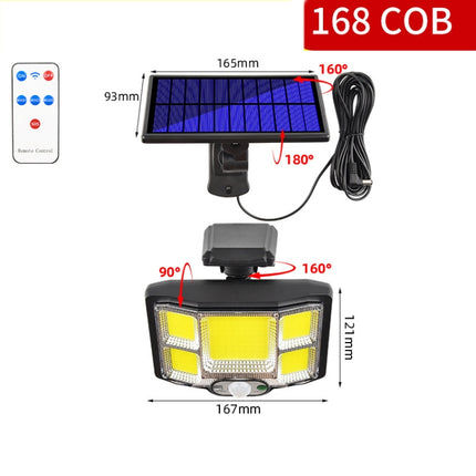 TG-TY085 Solar Outdoor Human Body Induction Wall Light Household Garden Waterproof Street Light wIth Remote Control, Spec: 168 COB Separated-garmade.com