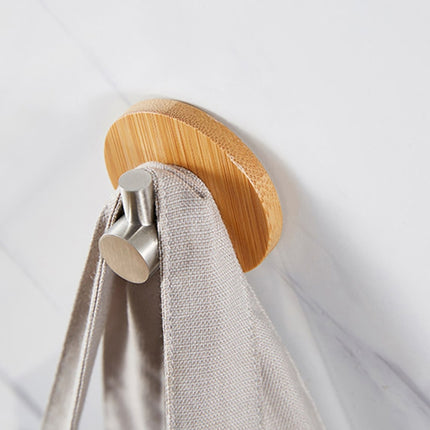 3 PCS Bamboo Hook Bathroom Kitchen Towel Coat Hook Stainless Steel Door Sticky Hook(Single Hook)-garmade.com