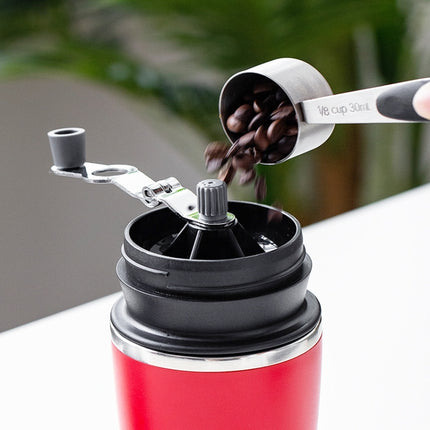 Portable Coffee Beans Grinder Home Hand-Cranked Coffee Machine Stainless Steel Grinder(Red)-garmade.com