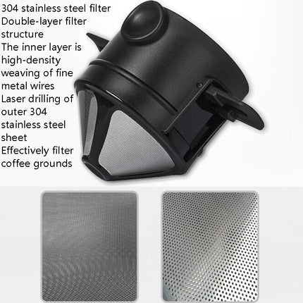 Coffee Filter Travel Convenient Foldable Double Filter(Black)-garmade.com