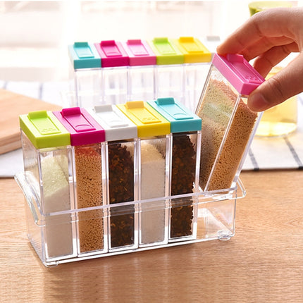 6 PCS/Set Transparent Spice Seasoning Box Storage Bottle-garmade.com
