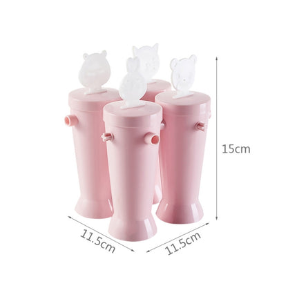 Home Cartoon Animal Homemade Cute DIY Popsicle Ice Cream Mold, Style:Round(Pink)-garmade.com