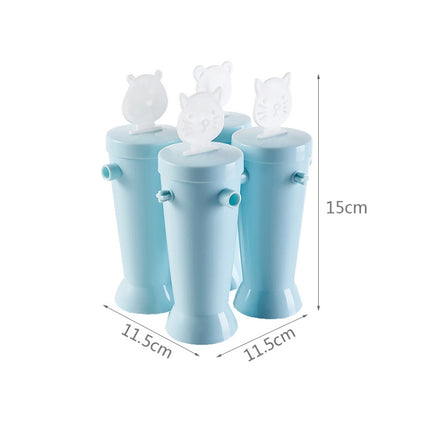 Home Cartoon Animal Homemade Cute DIY Popsicle Ice Cream Mold, Style:Round(Blue)-garmade.com