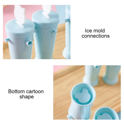 Home Cartoon Animal Homemade Cute DIY Popsicle Ice Cream Mold, Style:Round(Blue)-garmade.com