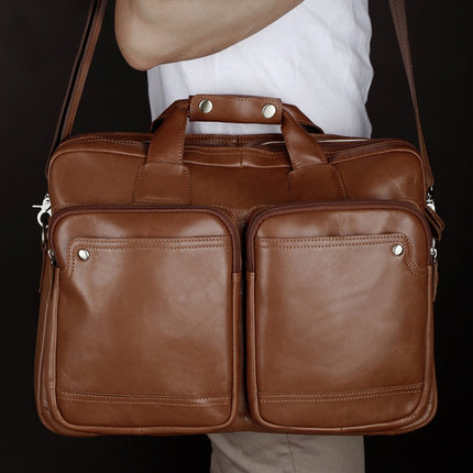 9914 Large-Capacity Men Laptop Bag One-Shoulder Business Briefcase(Black)-garmade.com