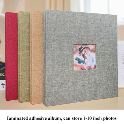 10 Inch 20 Pages/40P Cloth Photo Album Self-Adhesive DIY Laminated Photo Album(Red)-garmade.com