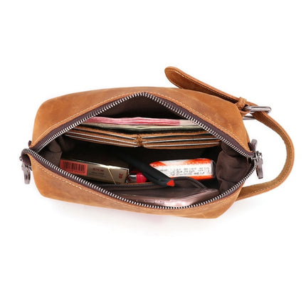 6465 Men Leather Multifunctional Travel Toiletries Storage Clutch(Chocolate Color)-garmade.com