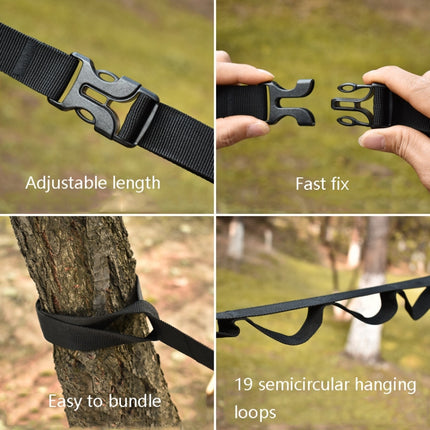 Outdoor Camping Tents Storage Clothesline 19 Ring Wild Camp Straps Lanyard, Length: 4.3m(Black)-garmade.com