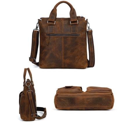 B259 Retro Business Men Bag Vertical Portable Briefcase Messenger Bag, Size: 34x33x6cm(Brown)-garmade.com