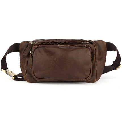 6364 Men Casual Messenger Chest Bag Retro Leather Multifunctional Waist Bag(Cofffee)-garmade.com