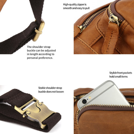 6364 Men Casual Messenger Chest Bag Retro Leather Multifunctional Waist Bag(Cofffee)-garmade.com