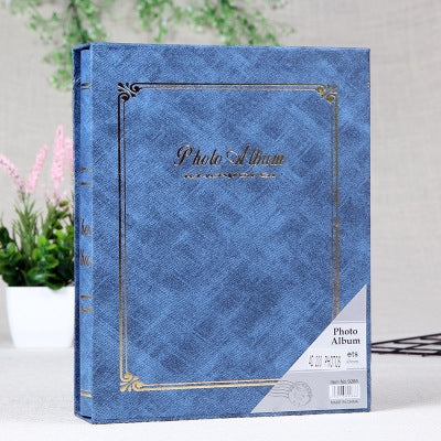 4D 200 Sheets 6 inch Album Book Boxed Retro Family Inserted Photo Album(Blue 9288)-garmade.com