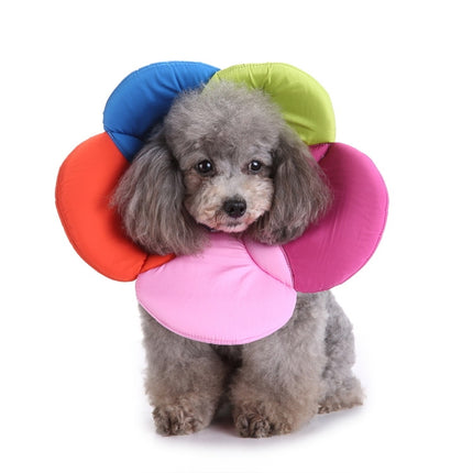 Pet Protection Collar Dog Flower Protection Collar, Specification: L(Rainbow)-garmade.com