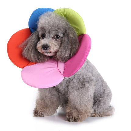Pet Protection Collar Dog Flower Protection Collar, Specification: L(Rainbow)-garmade.com