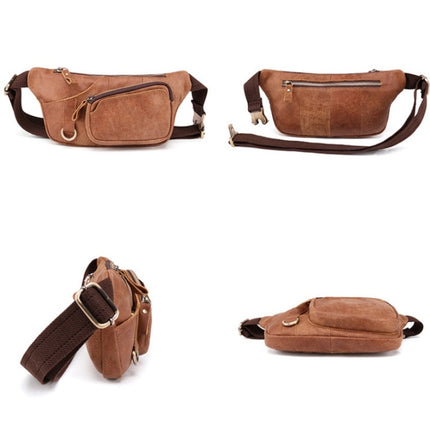 6467 Men Multifunctional Leather Waist Bag Outdoor Sports Diagonal Chest Bag(Brown)-garmade.com