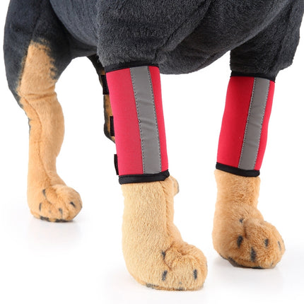 Pet Knee Protector Dog Surgery Injury Protective Cover, Size: S(Red Reflection)-garmade.com