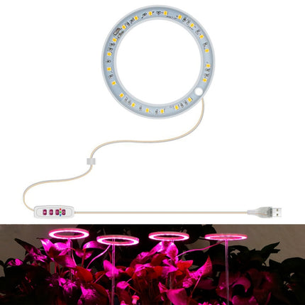 LED Plant Growth Lamp Full Spectroscopy Intelligent Timing Indoor Fill Light Ring Plant Lamp, Power: One Head(Pink Light)-garmade.com