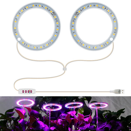 LED Plant Growth Lamp Full Spectroscopy Intelligent Timing Indoor Fill Light Ring Plant Lamp, Power: Two Head(Red Blue Light)-garmade.com