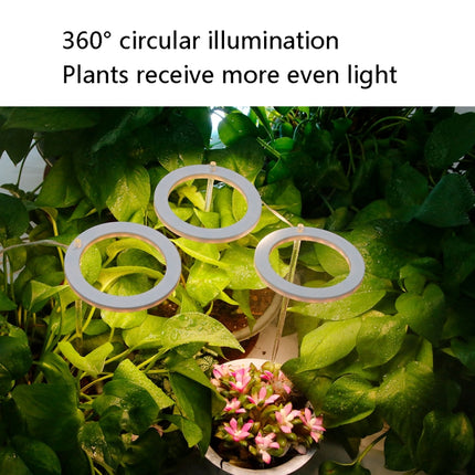 LED Plant Growth Lamp Full Spectroscopy Intelligent Timing Indoor Fill Light Ring Plant Lamp, Power: Three Head(Sunshine)-garmade.com