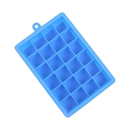 24 Grids Silicone Ice Cube Tray Molds Square Shape Ice Cube Maker Fruit Popsicle Ice Cream Mold(Dark blue)-garmade.com