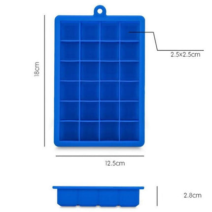 24 Grids Silicone Ice Cube Tray Molds Square Shape Ice Cube Maker Fruit Popsicle Ice Cream Mold(Dark blue)-garmade.com