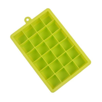 24 Grids Silicone Ice Cube Tray Molds Square Shape Ice Cube Maker Fruit Popsicle Ice Cream Mold(Grass green)-garmade.com