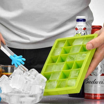 24 Grids Silicone Ice Cube Tray Molds Square Shape Ice Cube Maker Fruit Popsicle Ice Cream Mold(Grass green)-garmade.com