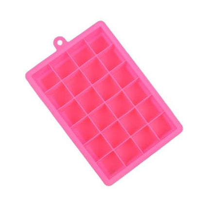 24 Grids Silicone Ice Cube Tray Molds Square Shape Ice Cube Maker Fruit Popsicle Ice Cream Mold(Rose red)-garmade.com