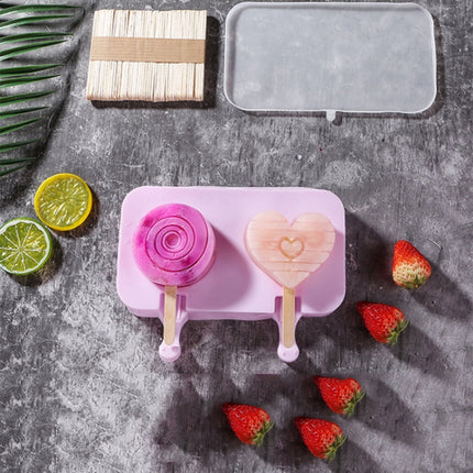 Cute Cartoon Silicone Ice Cream Popsicle Mold with Lid & Stick, Style:Love Random Color Delivery-garmade.com