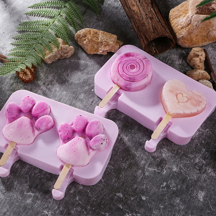 Cute Cartoon Silicone Ice Cream Popsicle Mold with Lid & Stick, Style:Love Random Color Delivery-garmade.com