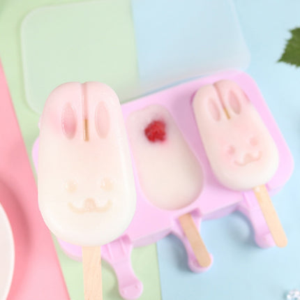 Cute Cartoon Silicone Ice Cream Popsicle Mold with Lid & Stick, Style:Love Random Color Delivery-garmade.com