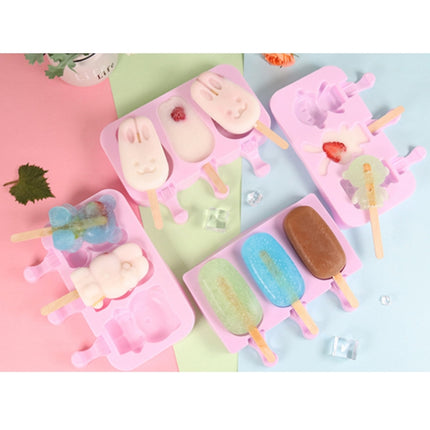 Cute Cartoon Silicone Ice Cream Popsicle Mold with Lid & Stick, Style:Love Random Color Delivery-garmade.com