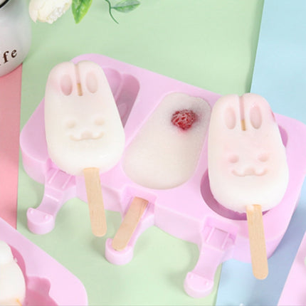 Cute Cartoon Silicone Ice Cream Popsicle Mold with Lid & Stick, Style:Love Random Color Delivery-garmade.com