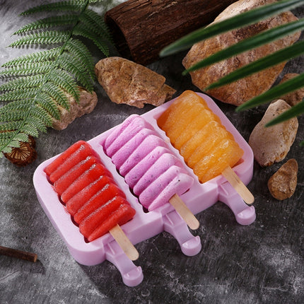 Cute Cartoon Silicone Ice Cream Popsicle Mold with Lid & Stick, Style:Wavy Random Color Delivery-garmade.com