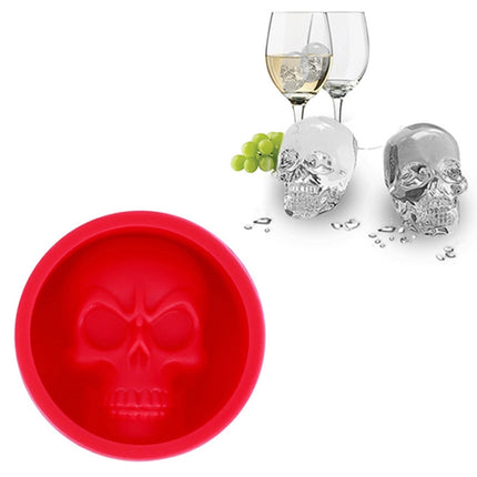 Kitchen Ice Box Food Grade Silicone Skull Ice Lattice Creative Whiskey Ice Ball Ice Mould(Red)-garmade.com