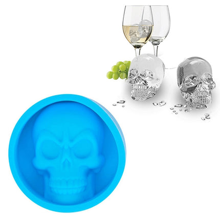 Kitchen Ice Box Food Grade Silicone Skull Ice Lattice Creative Whiskey Ice Ball Ice Mould(Blue)-garmade.com