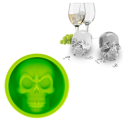 Kitchen Ice Box Food Grade Silicone Skull Ice Lattice Creative Whiskey Ice Ball Ice Mould(Green)-garmade.com