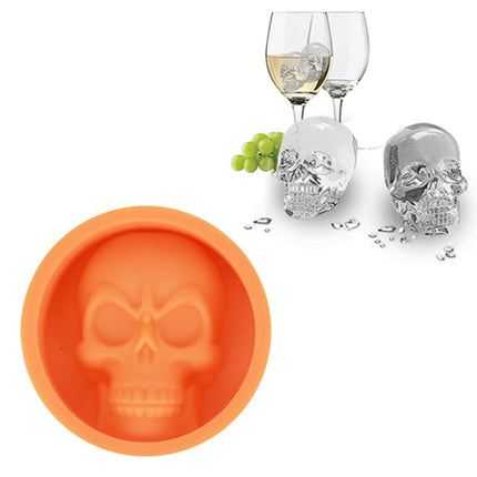 Kitchen Ice Box Food Grade Silicone Skull Ice Lattice Creative Whiskey Ice Ball Ice Mould(Orange)-garmade.com