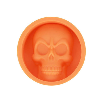 Kitchen Ice Box Food Grade Silicone Skull Ice Lattice Creative Whiskey Ice Ball Ice Mould(Orange)-garmade.com