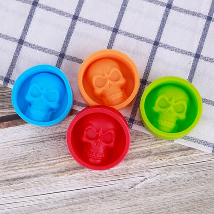 Kitchen Ice Box Food Grade Silicone Skull Ice Lattice Creative Whiskey Ice Ball Ice Mould(Orange)-garmade.com