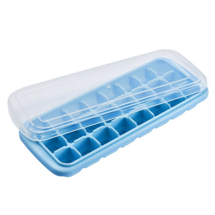 Creative 24 Grid Silicone Ice Tray Home Large Ice Cube Mold Ice Box with Lid(Sky Blue)-garmade.com