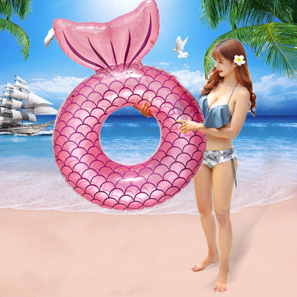 Adult Thickened Backrest Swimming Ring Mermaid Swim Ring(Pink)-garmade.com