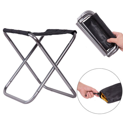 Outdoor Portable Camping Folding Chair 7075 Aluminum Alloy Fishing Barbecue Stool, Size: 24.5x22.5x27cm(Silver Gray)-garmade.com