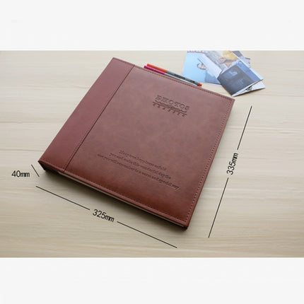 12 Inch 20 Pages/40P PU Leather Photo Album Self-Adhesive Souvenir Album DIY Laminated Photo Album(Jujube Red)-garmade.com