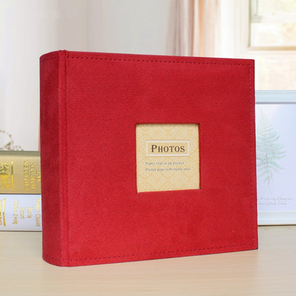 6 Inch 200 Sheets Flannel Retro Photo Album Interstitial Photo Storage Book(Red)-garmade.com