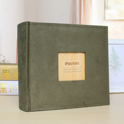 6 Inch 200 Sheets Flannel Retro Photo Album Interstitial Photo Storage Book(Green)-garmade.com